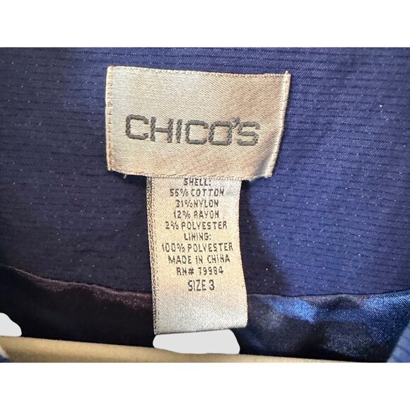 Chicos  Stylist Outerwear High Collared Button Up Jacket Blue Size 3 - Picture 5 of 8